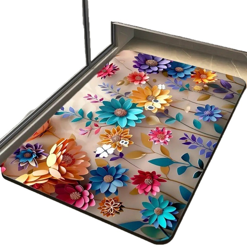 Tappeto bagno in terra di diatomee floreale antiscivolo_voghion.com