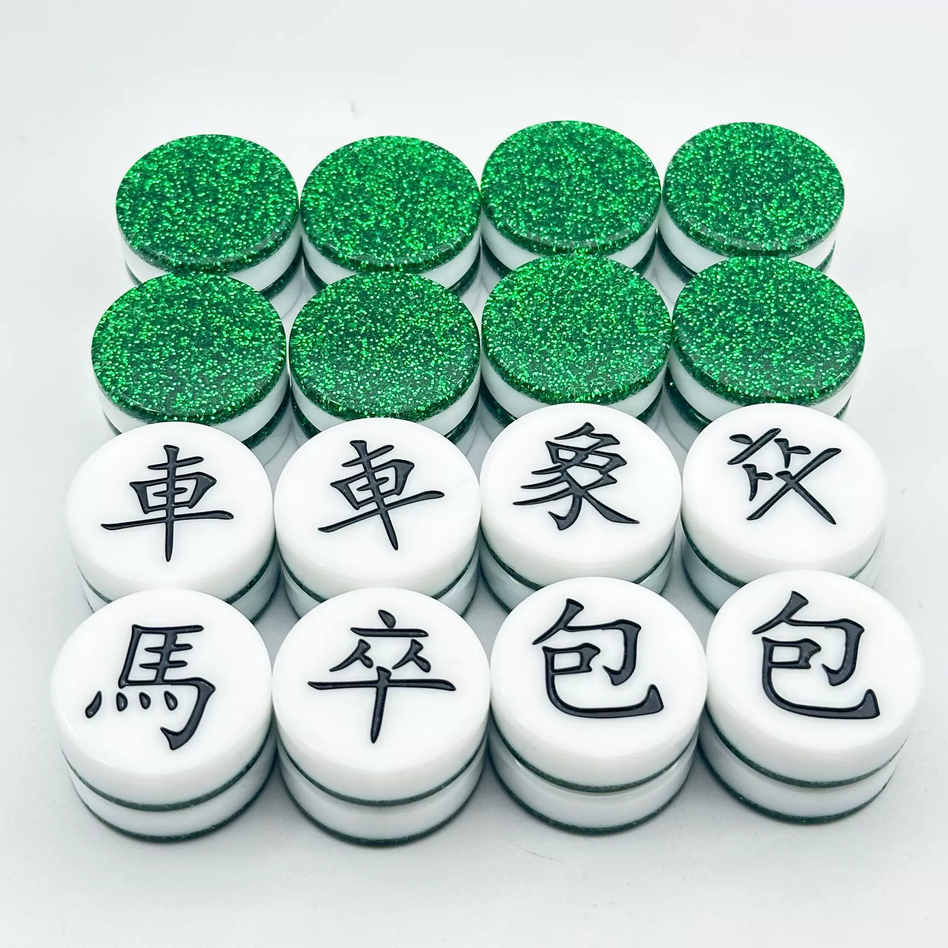 定制粘合水晶复合亚克力象棋子厂家防摔绿色中国象棋双面耐磨围棋