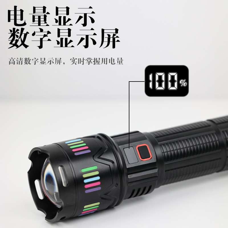 Nuevo cañón de explosión de luz fuerte transfronterizo, súper brillante, recargable, batería de larga duración, linterna de zoom de largo alcance para el hogar al aire libre