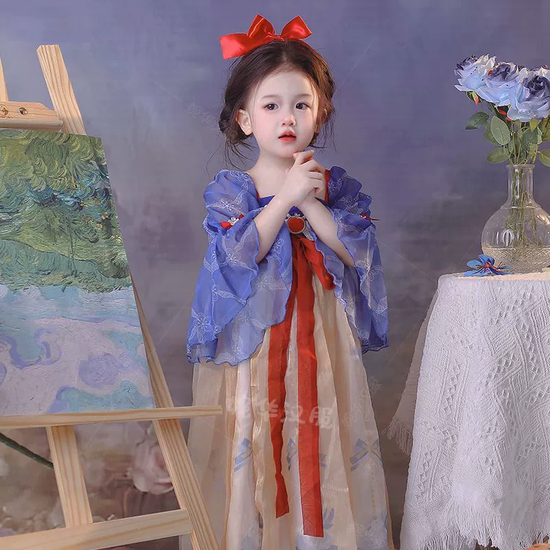 Новое платье Белоснежки Hanfu для девочек, летний детский наряд для выступления, платье для первого дня рождения девочки.