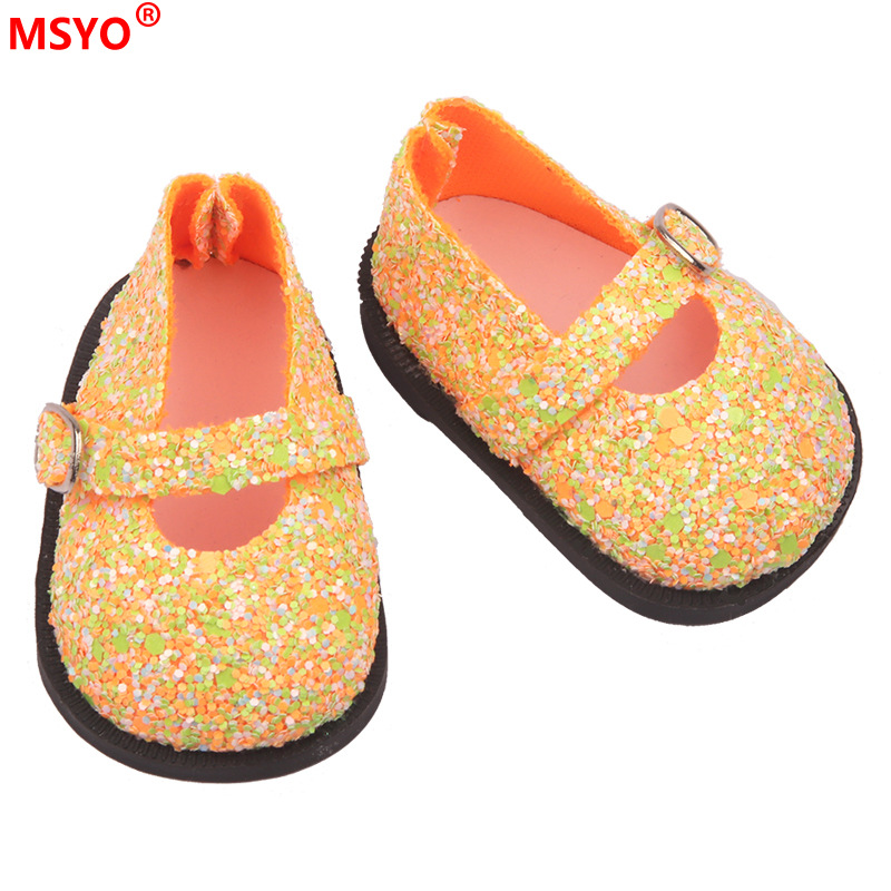 18 pulgadas American Girl muñeca zapatos 43cm muñeca lindo arco amor lentejuelas zapatos muñeca zapatos de lona
