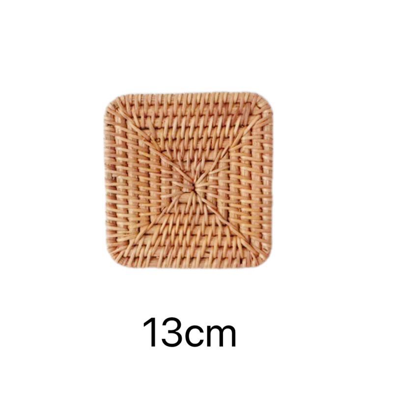 사각 등나무 코스터 13cm
