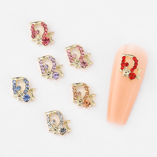 Dijia Nail Art Accessories European and American Ins Style English Letter 3D Sparkling Colorful Diamond Nail DIY Accessories Ins Hot Item