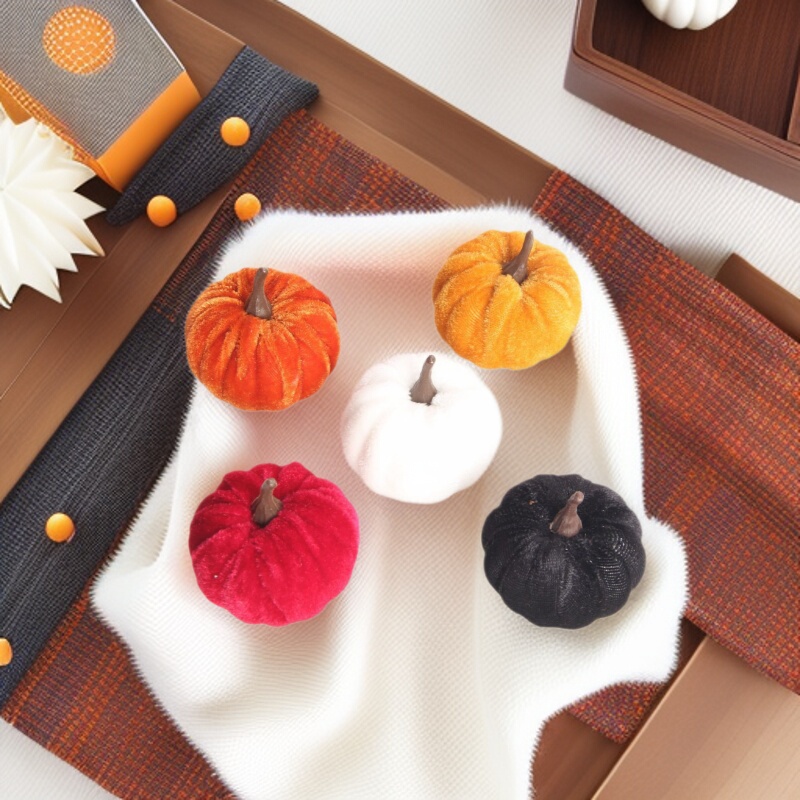 Simulated Velvet Pumpkins for Halloween and Thanksgiving, Autumn Colorful Wrapped Pumpkins, Cross-Border Wholesale Home Decoration Accessories Simulated Velvet Pumpkins for Halloween and Thanksgiving, Autumn Colorful Wrapped Pumpkins, Cross-Border Wholesale Home Decoration Accessories