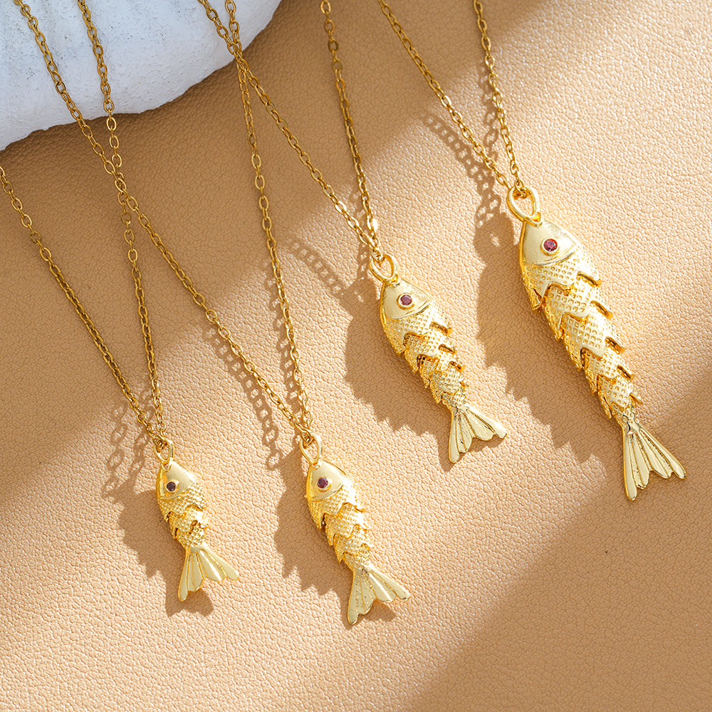 European and American New Marine Series Versatile Good Luck Koi Necklace Niche Design Fashionable High-End Clavicle Chain Wholesale