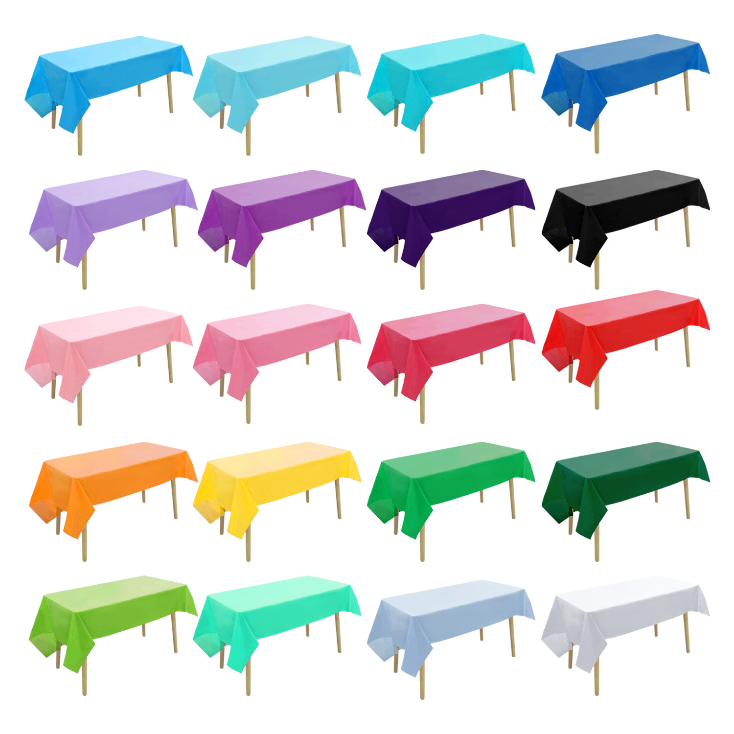 Plástico desechable al por mayor impreso mantel color sólido PE impreso aluminio monocromo mantel
