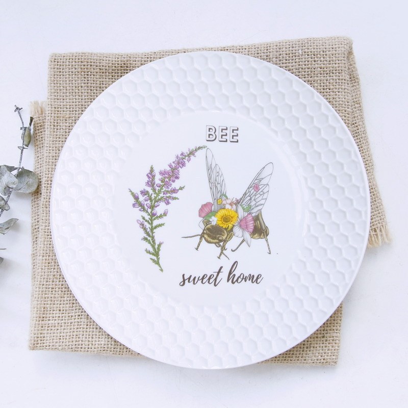 Russian creative ceramic tableware flower and bee snack plate two-piece decorative plate household plate dinner plate
