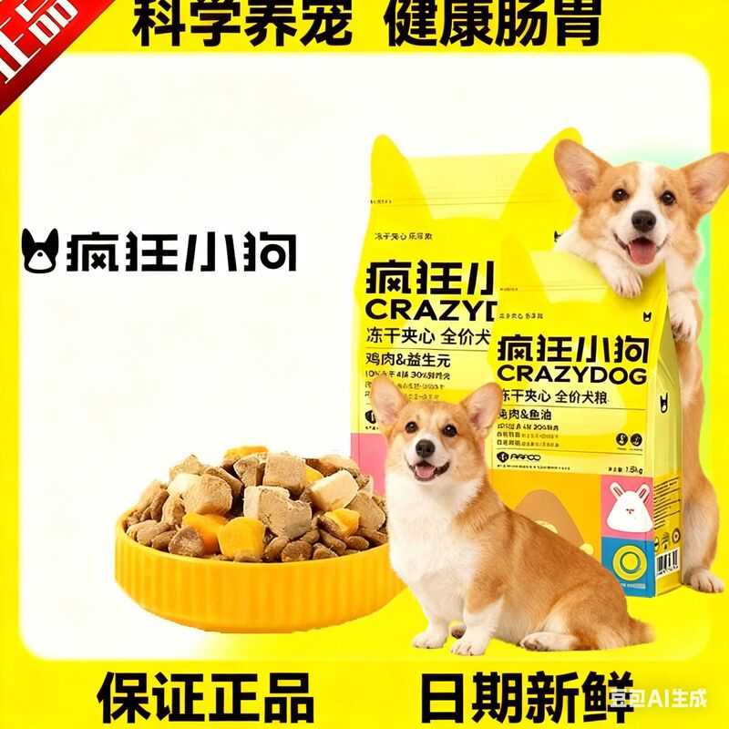 Crazy Puppy Dog Food Small Dog Teddy Dog Food Bichon Frize Corgi Special Freeze-Dried Sandwich Puppy Food Special for Adult Dogs