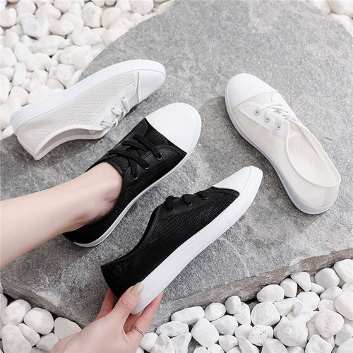 Women's Breathable Mesh Sneakers, Flat Casual Shoes, Versatile Student Fashion Shoes, White Nurse Flat Shoes