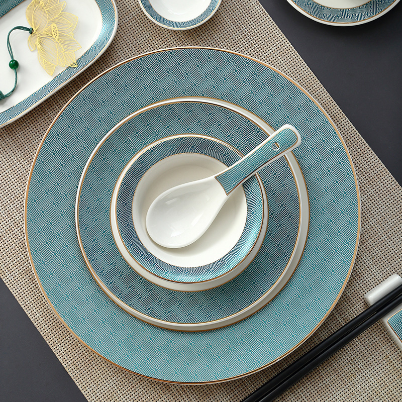 Ceramic table tableware hotel restaurant high-end box club company unit hospitality bowl dish set Chinese style Ceramic table tableware hotel restaurant high-end box club company unit hospitality bowl dish set Chinese style