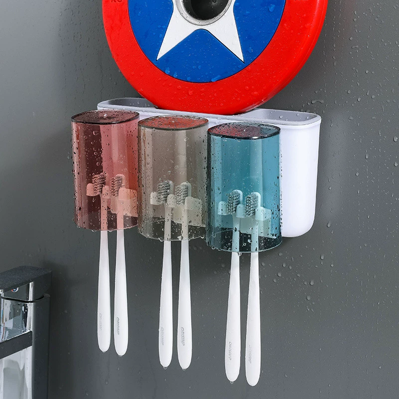 Toothbrush storage rack without punching mouthwash cup brush cup wall-mounted bathroom wall-mounted storage box tooth cylinder sleeve