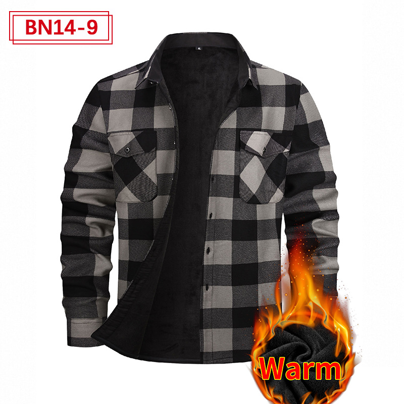 Comercio exterior transfronterizo europeo y americano más terciopelo casual engrosado camisa térmica hombres Otoño e Invierno manga larga más tamaño Otoño e Invierno camisa