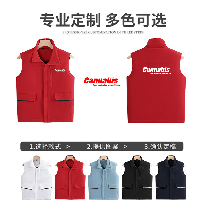 Chaleco de algodón grueso con forro polar, marca de moda, cuello alto cálido, chaleco de algodón personalizado para equipo de trabajo voluntario al aire libre con logotipo.