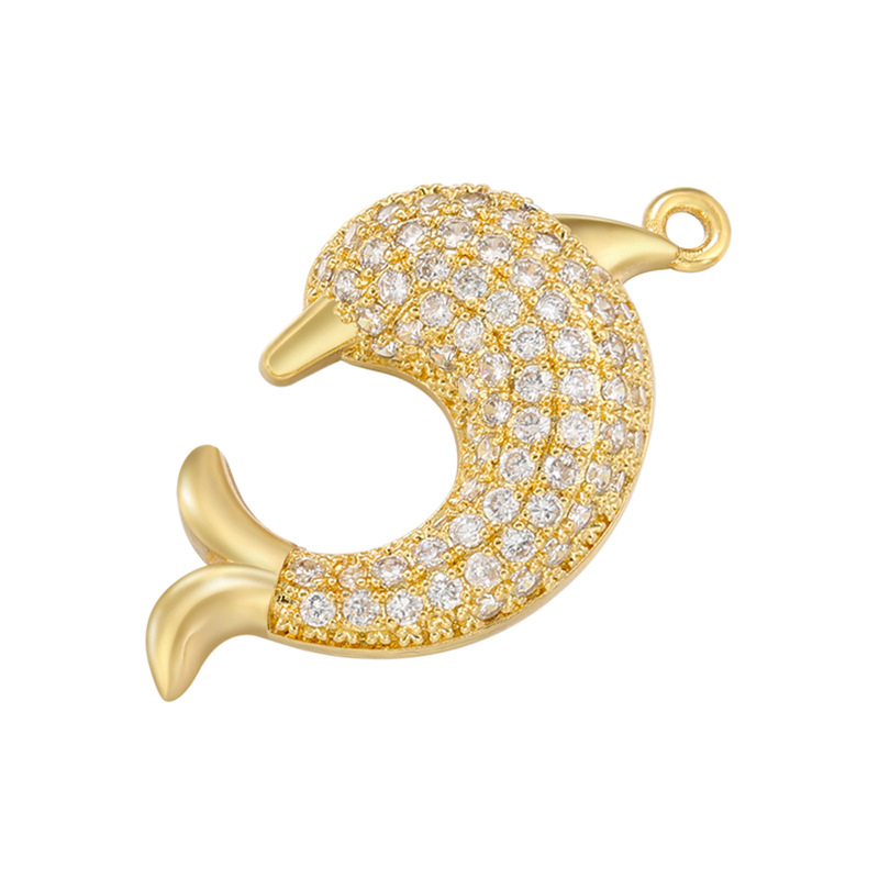 1 Piece Cute Sweet Dolphin Brass Plating Inlay Pendant Jewelry Accessories display picture 7