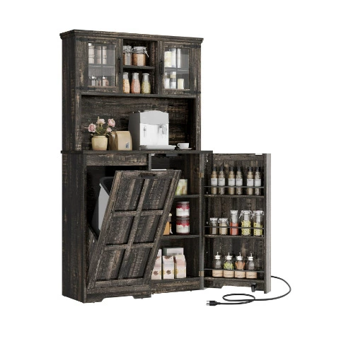 Лучший продаваемый на Amazon кухонный шкаф-панель с зарядной станцией, шкаф для хранения с наклонным мусорным баком, шкаф для продуктов.