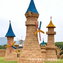 稻草城堡稻草景观稻草工艺品草雕艺术节稻草人艺术节稻草人王国
