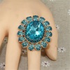 Retro big glossy crystal, adjustable ring for beloved, European style, with gem