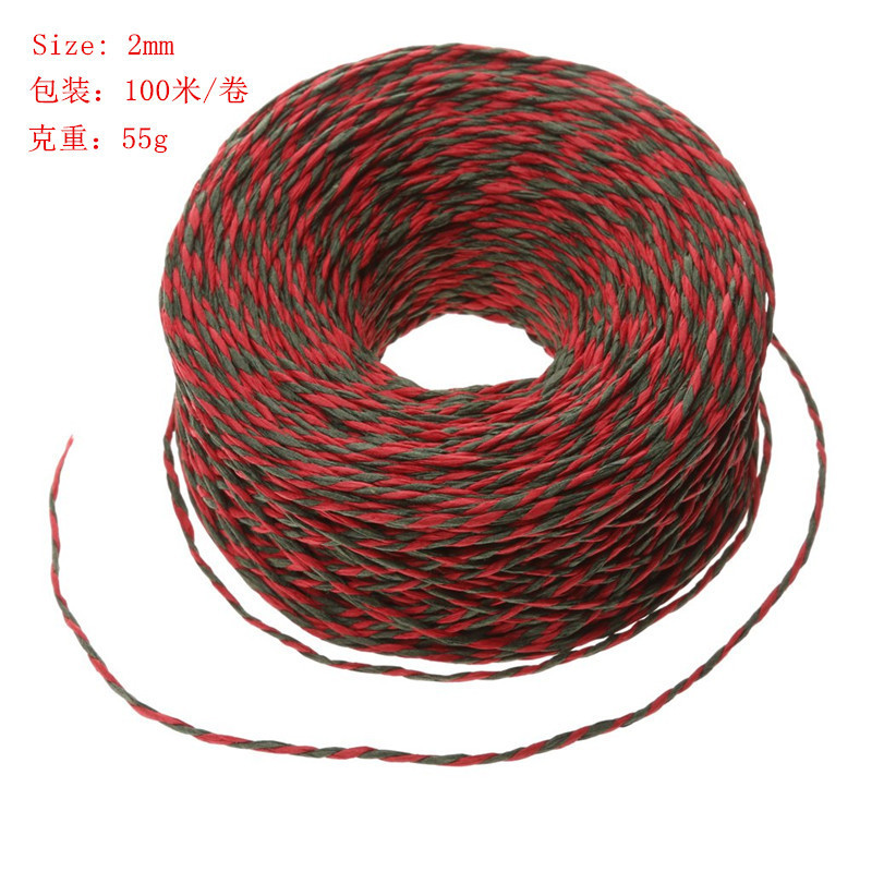 Nuevos productos transfronterizos de cuerda de papel de Navidad correa DIY material de decoración cuerda de embalaje de regalos cuerda de color rojo verde 100 metros