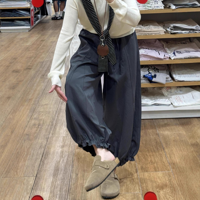 High-Waisted Floral Wide-Leg Casual Pants for Women 2025 Autumn New Slim-Fit Petite Casual Loose Cropped Lantern Pants