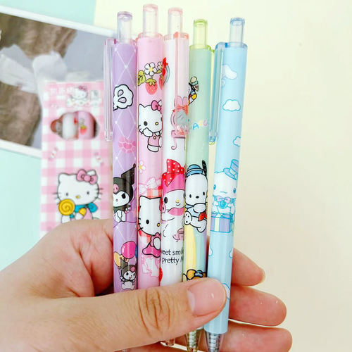 Sanrio gel pen 4 boxes boxed Kuromi students press the pen to learn to sign black pen high-value ins water pen