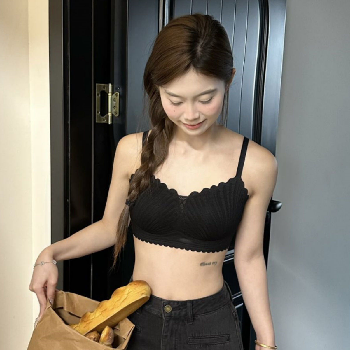 8901 # levantar y recoger los senos, ropa interior desnuda y sin costuras, pechos pequeños, frunciendo, sujetador de soporte suave anti-flacidez, mujeres