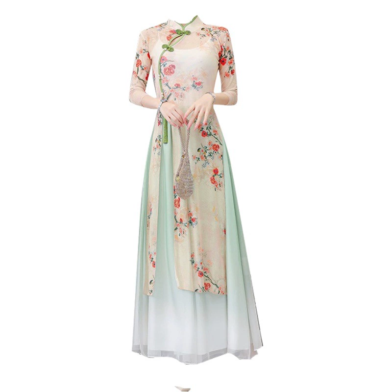 Китайское Ретро улучшенное платье Чонсам Audai классическое танцевальное платье для квадратных танцев рифма тела платье для тренировок платье для подиума