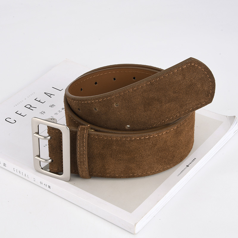 Niche Retro Matte Wide Waist Belt For Women Genuine Leather Elegant Fashion High-End Belt Accessory For Dresses - Thumbnail 3