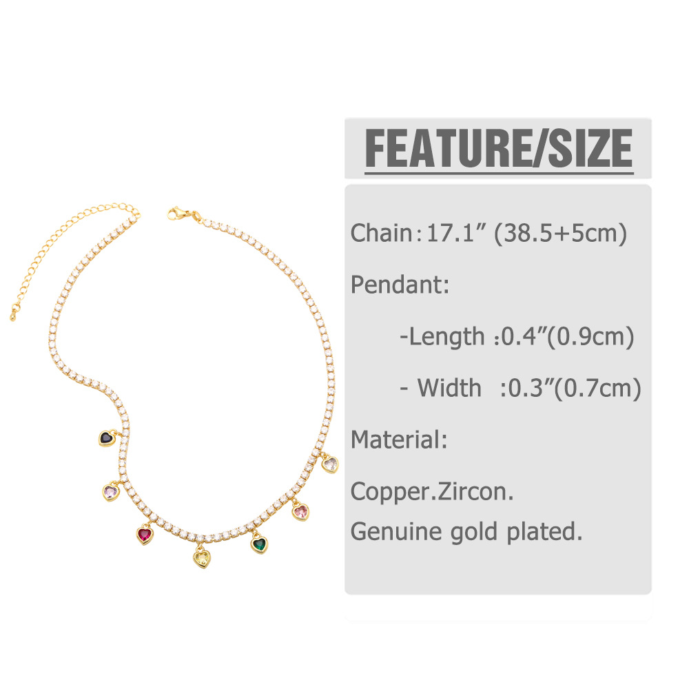 Fashion Copper Heart shape Necklace Zircon Copper Necklaces