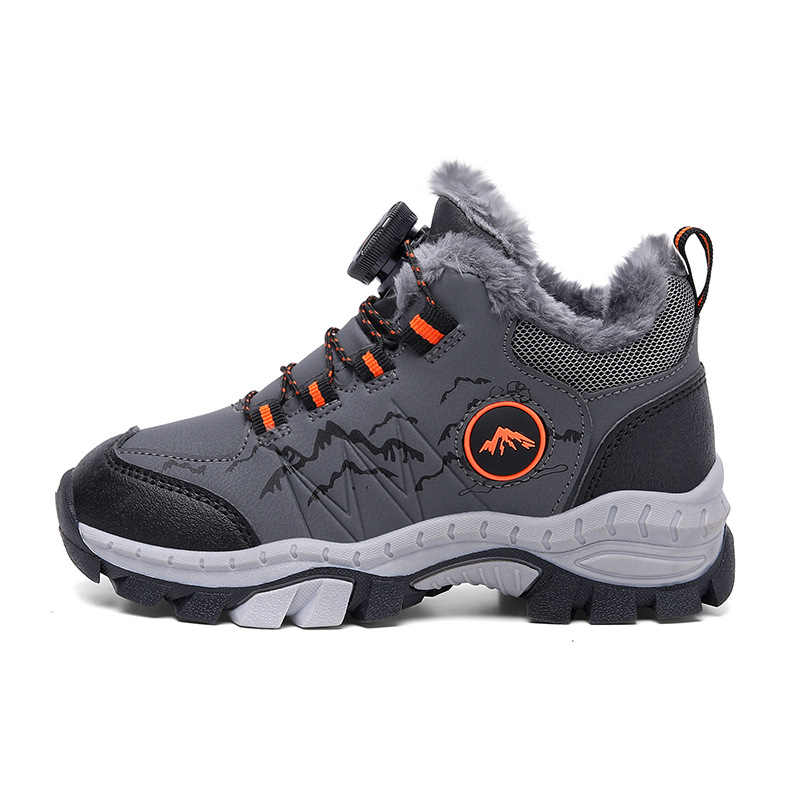 Zapatos de algodón para niños transfronterizos en invierno al aire libre con garras de acero de vello antideslizante zapatos de montaña para niños mayores gruesas y cálidas botas de nieve