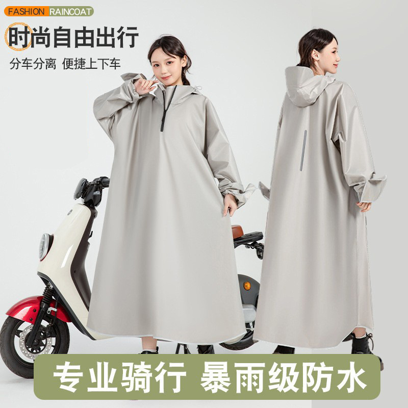 Impermeables para vehículos eléctricos, engrosamiento y alargamiento de todo el cuerpo, protección contra tormentas de lluvia, motocicleta para adultos, batería, poncho, impermeable para montar con mangas