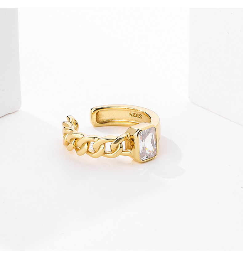 Fashion Simple Style Geometric Sterling Silver Plating Metal Zircon Rings