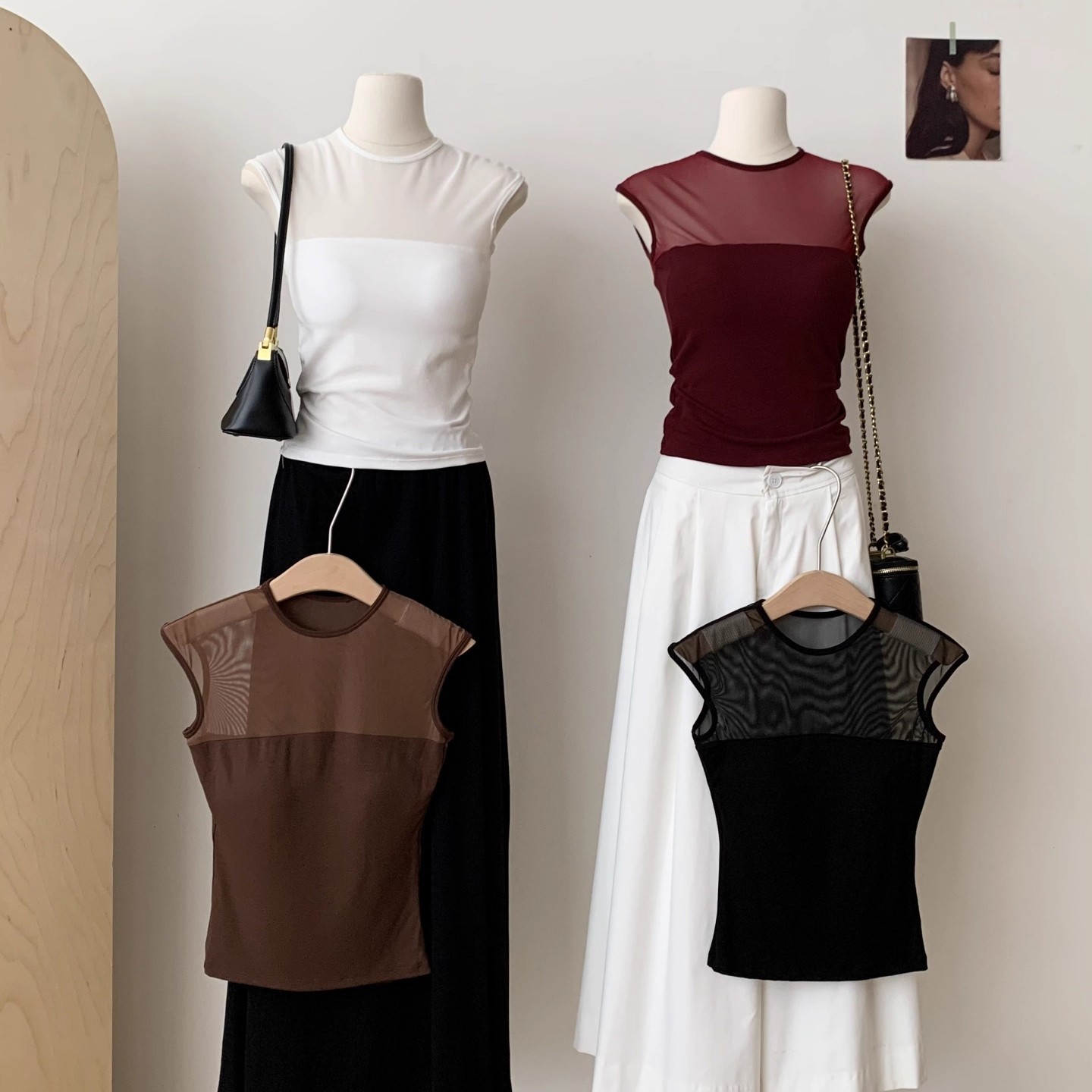 Sexy Hot Girl Slightly See-Through Mesh Splicing Short-Sleeved T-Shirt Women's Summer New Slimming Look Short Versatile Top Trendy