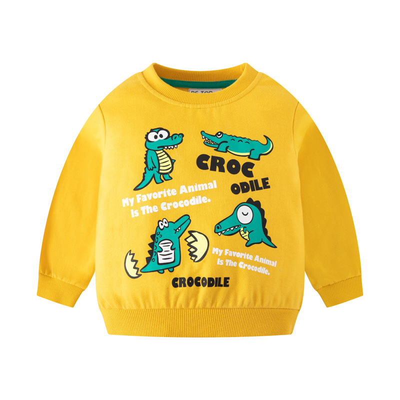 Ropa infantil de alta calidad 2026, ropa de otoño para niños, sudadera con letras de dibujos animados estilo coreano, suéter infantil de manga larga, venta al por mayor