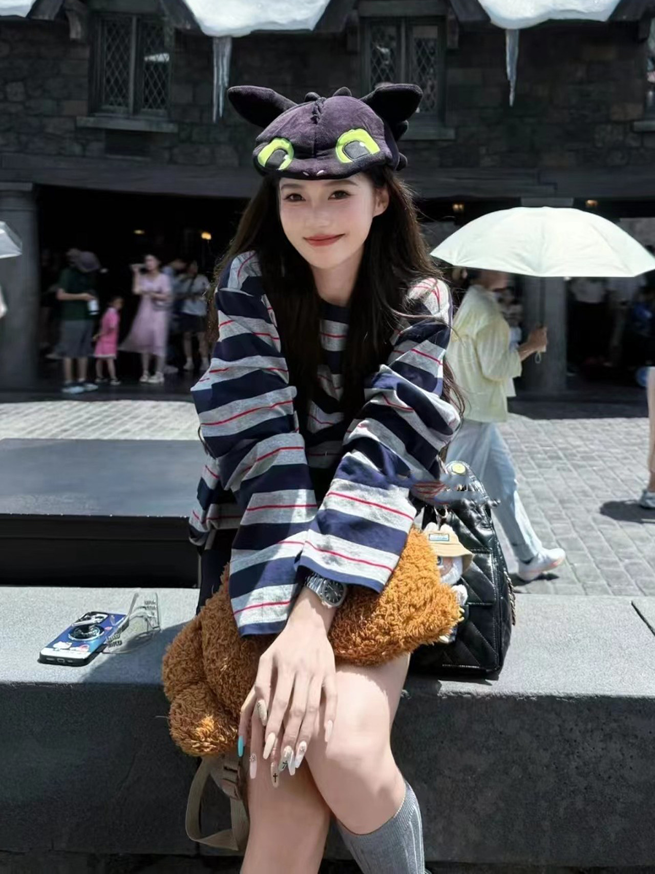 Korean Chic Unique Oversized High Street Retro Striped Long-Sleeve T-Shirt for Women, Spring and Autumn Fashion Top