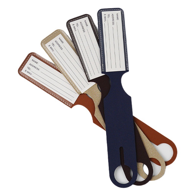 Ready-Made Candy-Colored Double-Sided Pvc Hot-Pressed Leather Boarding Luggage Tags with Printable Logo Long Luggage Tags Wholesale