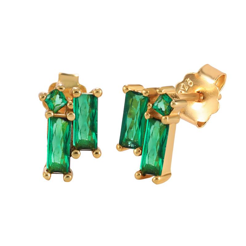 Fashion Geometric Sterling Silver Diamond Ear Studs 1 Pair