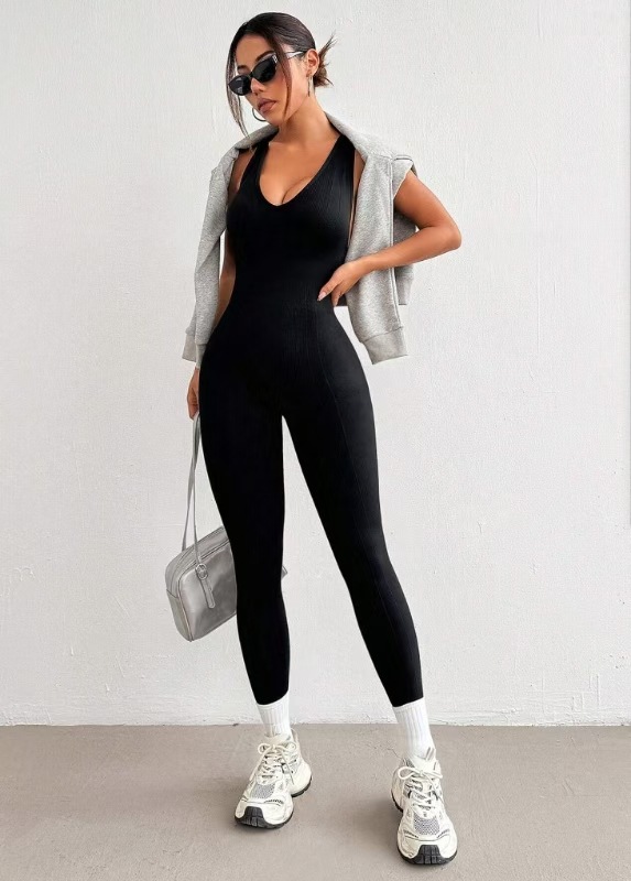 Seamless Cross Back High Elastic Yoga Bodysuit Shaping Jumpsuit_voghion.com