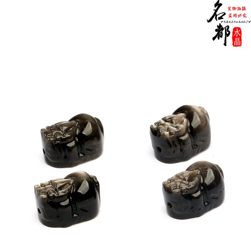 名都水晶天然銀曜石通孔散珠DIYアクセサリー部品卸売り|undefined