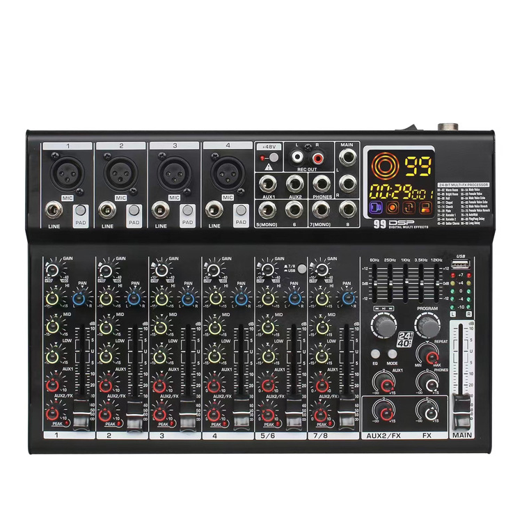 6-8-Way mezclador profesional etapa banda rendimiento Conferencia USB con Bluetooth Monitor DJ consola Mezclador