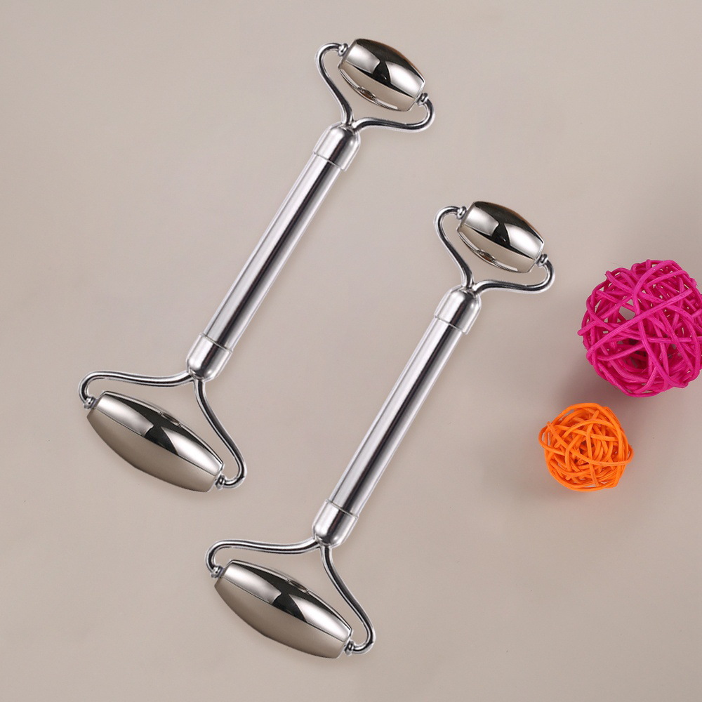 按摩工具不锈钢面部滚轮可印LOGO双头滚轮不锈钢滚轮按摩器现货