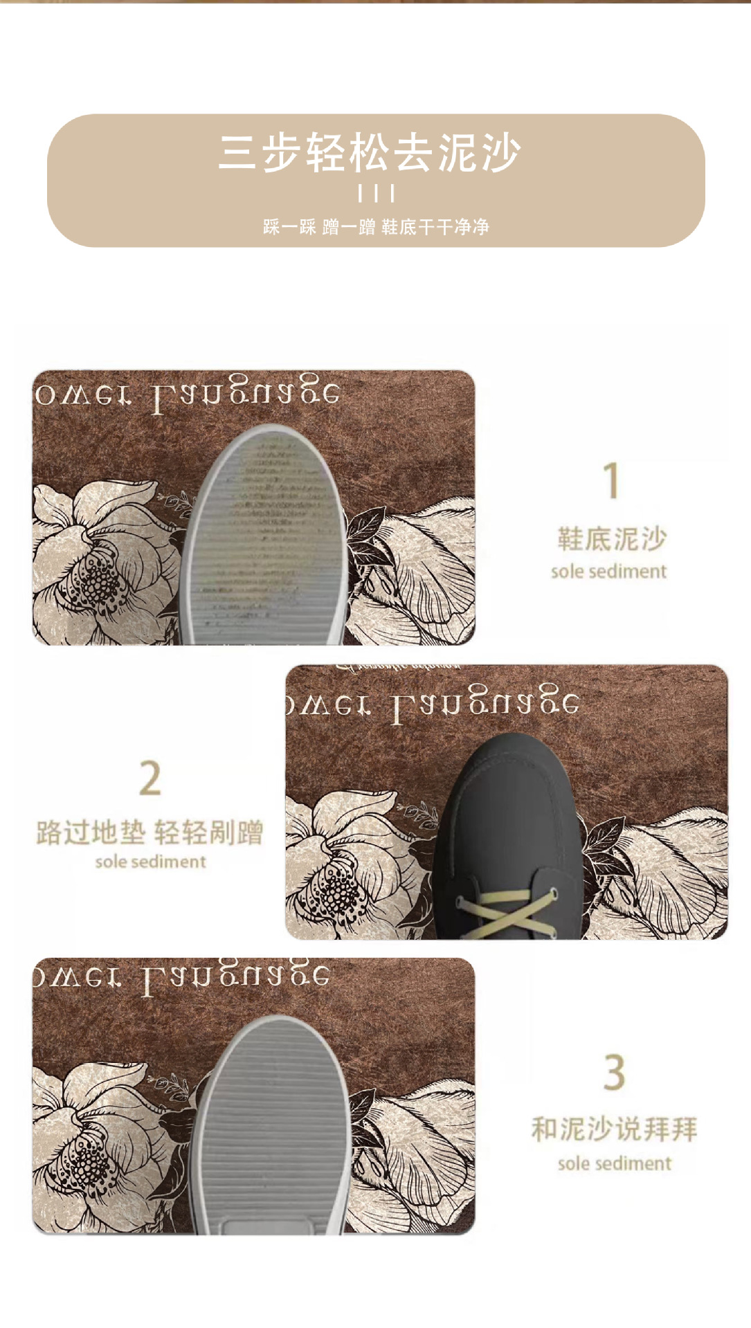 High-End Entrance Door Mat, Non-Slip, Wipeable, Stain-Resistant for Indoor Use, Household Foot Mat, Customizable, Waterproof Foyer Carpet
