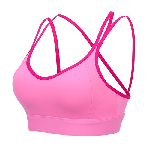 European and American fixed cup sports bra shock-proof one-piece 2024 summer new lulu beautiful back sports bra for women