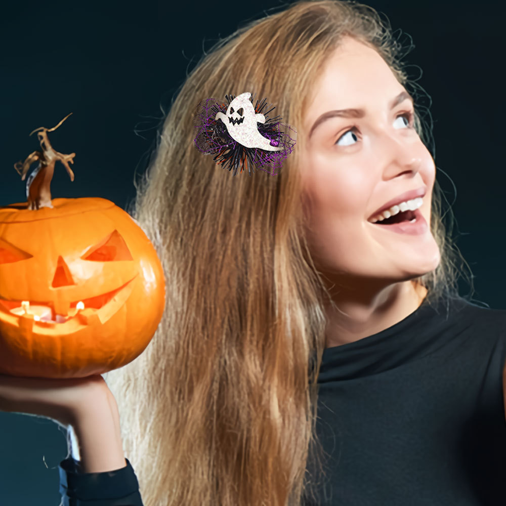 15g Weight Hairpin Event & Party Supplies 1 Piece Quantity Holiday, Festival Occasion Felt cloth Material Halloween Festival Pumpkin, Skull Pattern Funny Style Halloween Funny Pumpkin Skull Felt Cloth Holiday Festival Hairpin 8