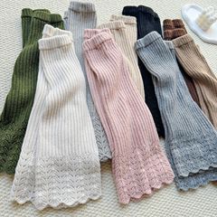 羊毛镂空花边针织袜套微喇竖条纹堆堆袜叠穿秋冬保暖脚套女护腿套