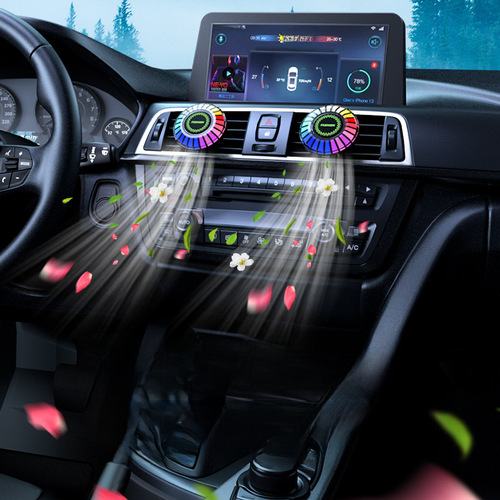 Car air freshener outlet car ambiance light car perfume 3D sound pickup RGB sound control rhythm light