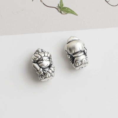 Zərgərlik ara hissələri eight patron saint beads DIY - manjushri-bodhisattva-rabbit-pure-silver-999piece