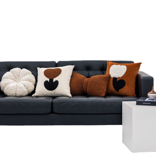 Tulip embroidered pillow case, Dutch velvet thickened cushion, light luxury model room pillow, Nordic style living room pillow