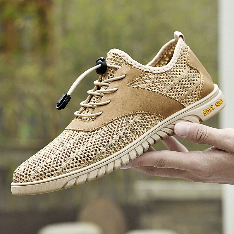 2557 Мужская сетчатая обувь, летние полые дышащие повседневные кроссовки больших размеров, повседневная обувь с низким верхом