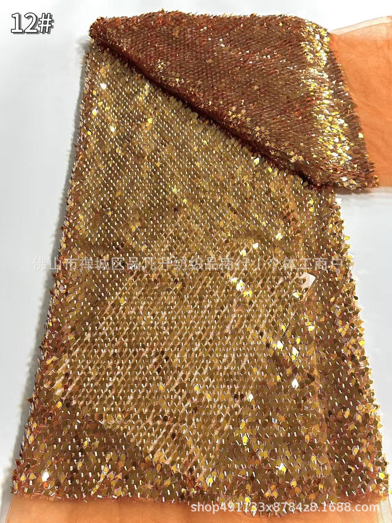 Fabricante al por mayor escamas de pescado sequin bordado tela cena brindis vestido de baile vestido de fiesta tela