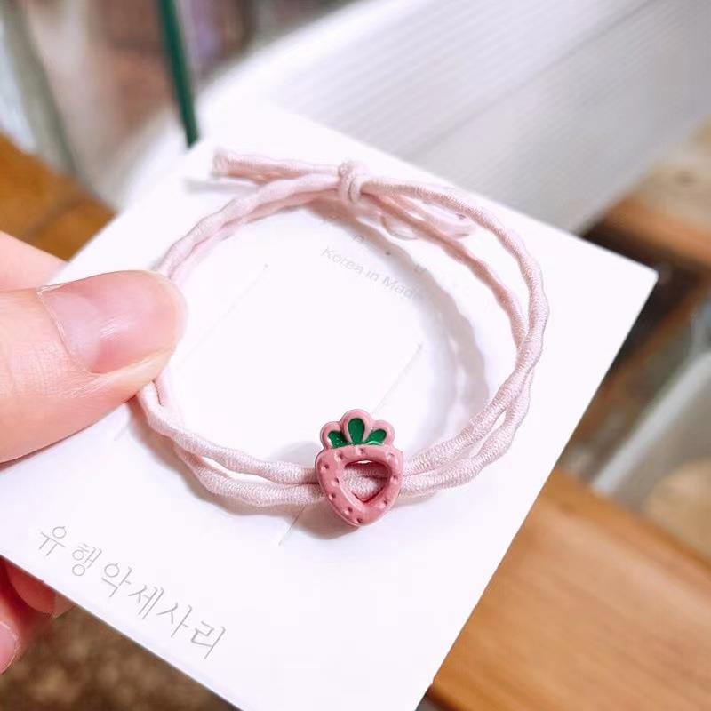 Elástico joyas de cabello de moda con frijoles frescos M anillo de cereza cuerda de cabello al por mayor de la banda de goma cabeza de 100 bolas de cabello rojo una variedad de alta elástica